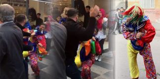 Tipini beğenmediği palyaçoya saldırdı